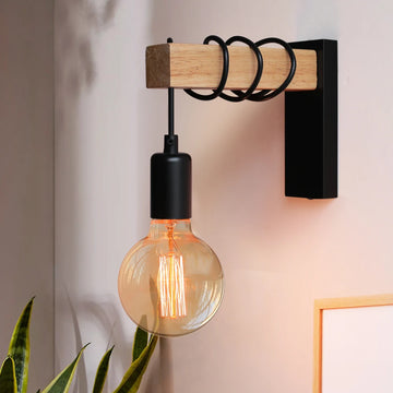 Retro Iron & Wood Wall Lamp