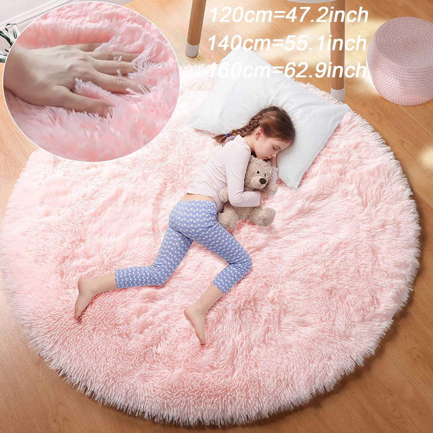 Fluffy Round Kids Rug